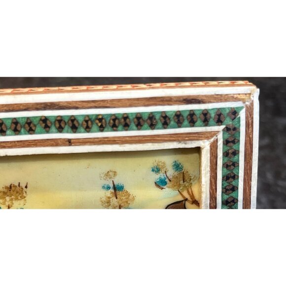 Vtg Handmade Painting 4 People One Playing An Oud Micro Mosaic Indo Persian Art - Picture 6 of 10